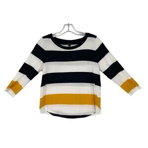 COS Rugby Stripe Quarter Sleeve Cotton Top Small